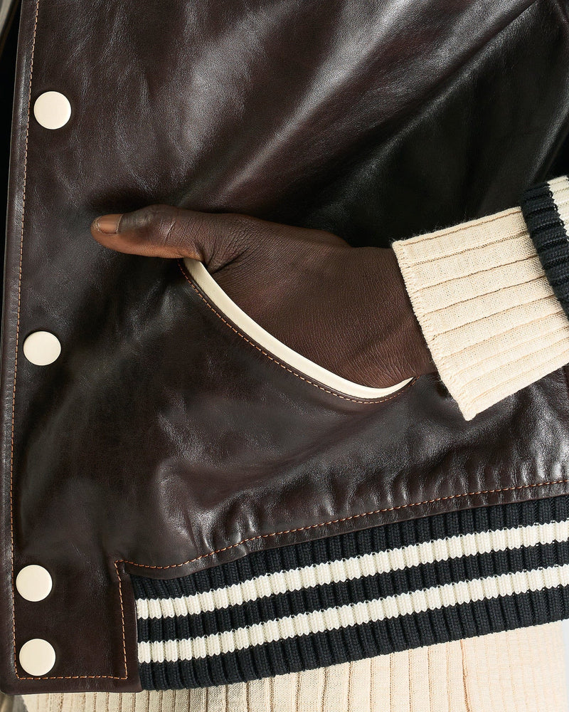 Wales Bonner Men's Jackets Prince Varsity Jacket in Dark Brown