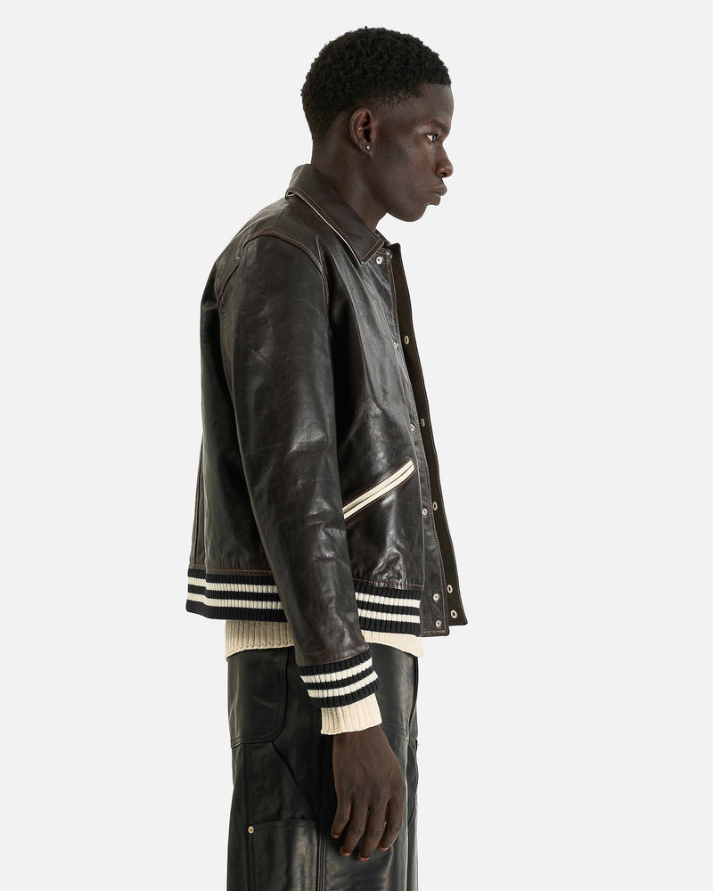Wales Bonner Men's Jackets Prince Varsity Jacket in Dark Brown