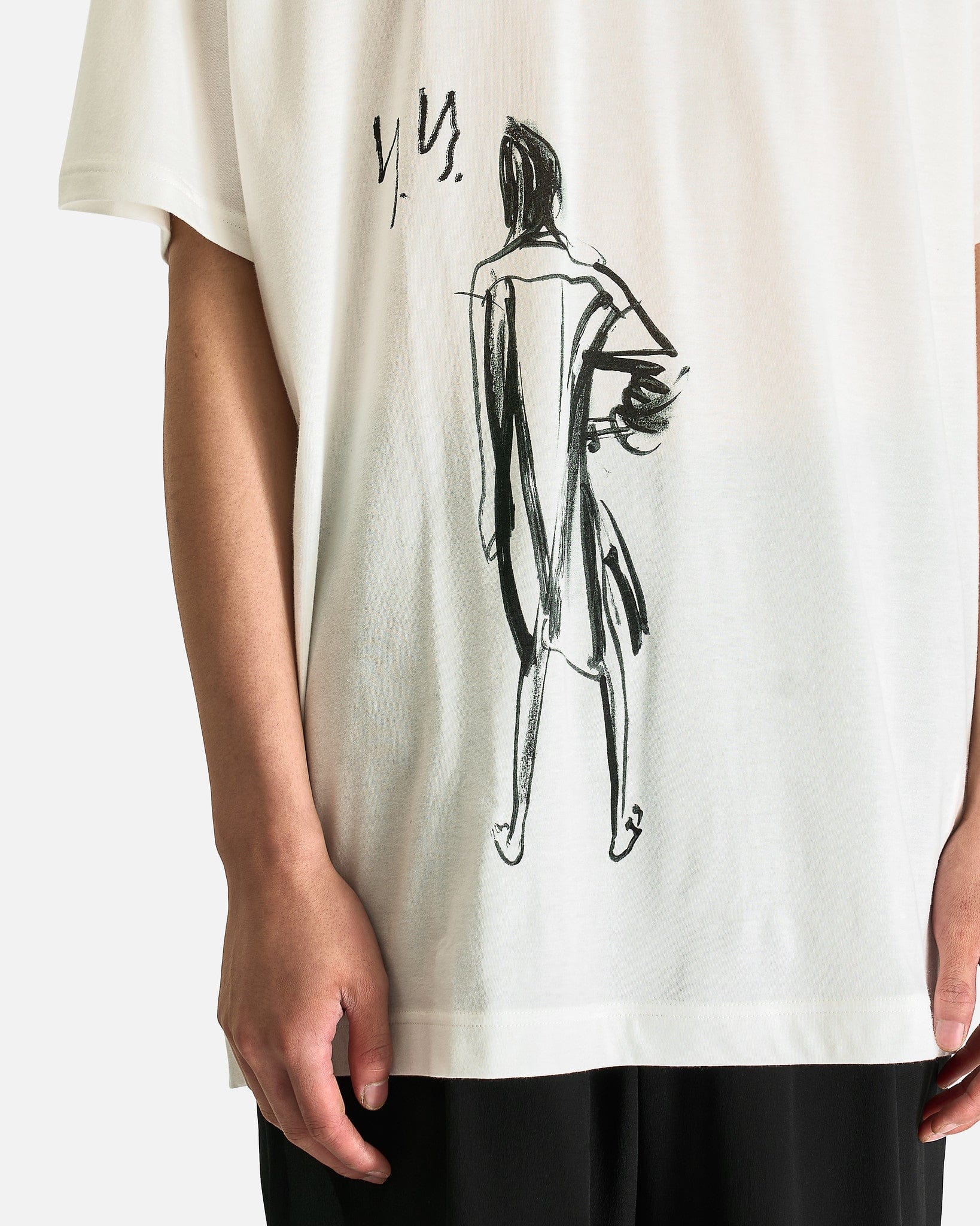 Yohji Yamamoto Pour Homme Men's T-Shirts 03 Print Half Sleeve A in White