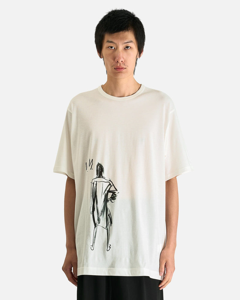 Yohji Yamamoto Pour Homme Men's T-Shirts 03 Print Half Sleeve A in White