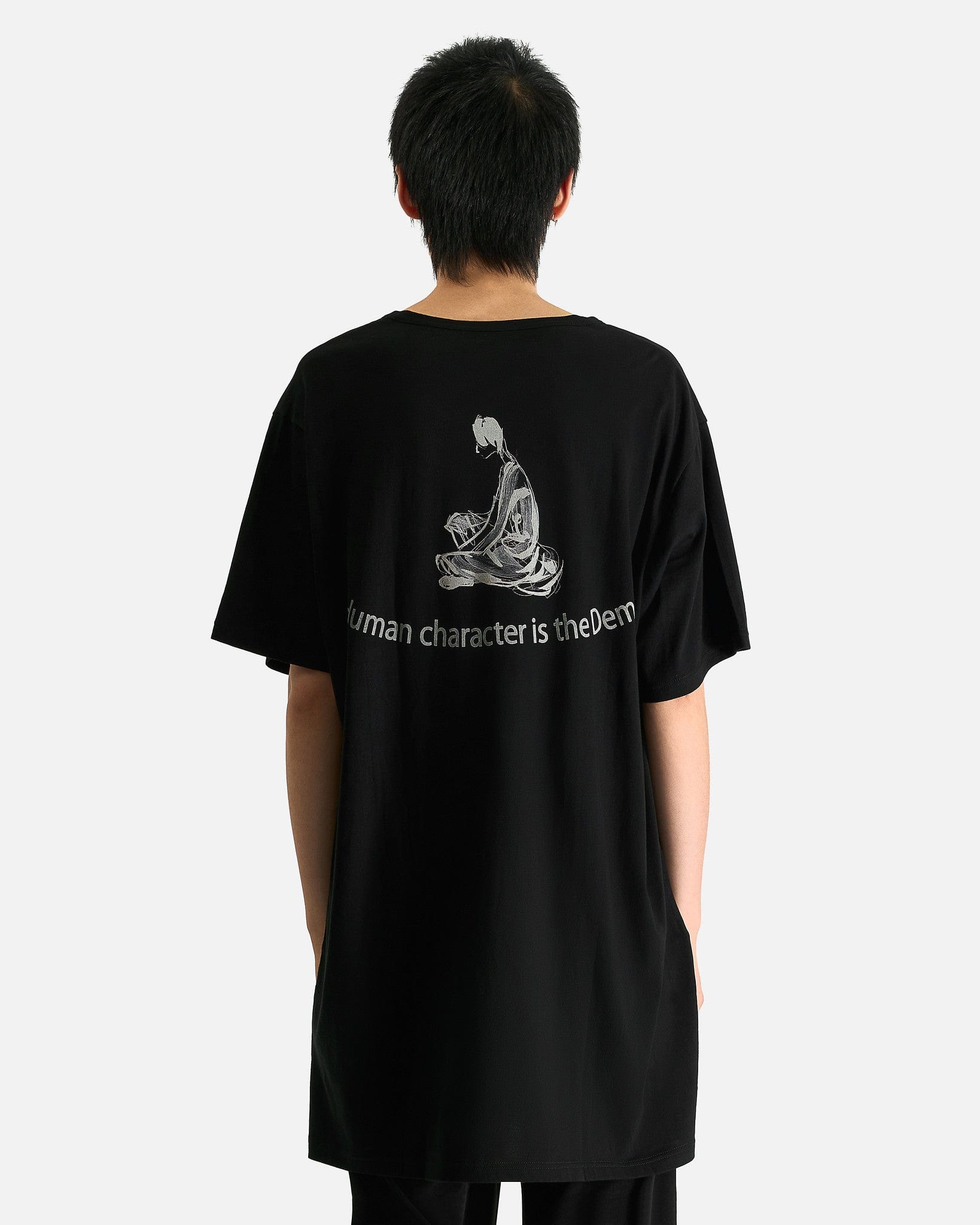 Yohji Yamamoto Pour Homme Men's T-Shirts 03 Print Half Sleeve E in Black