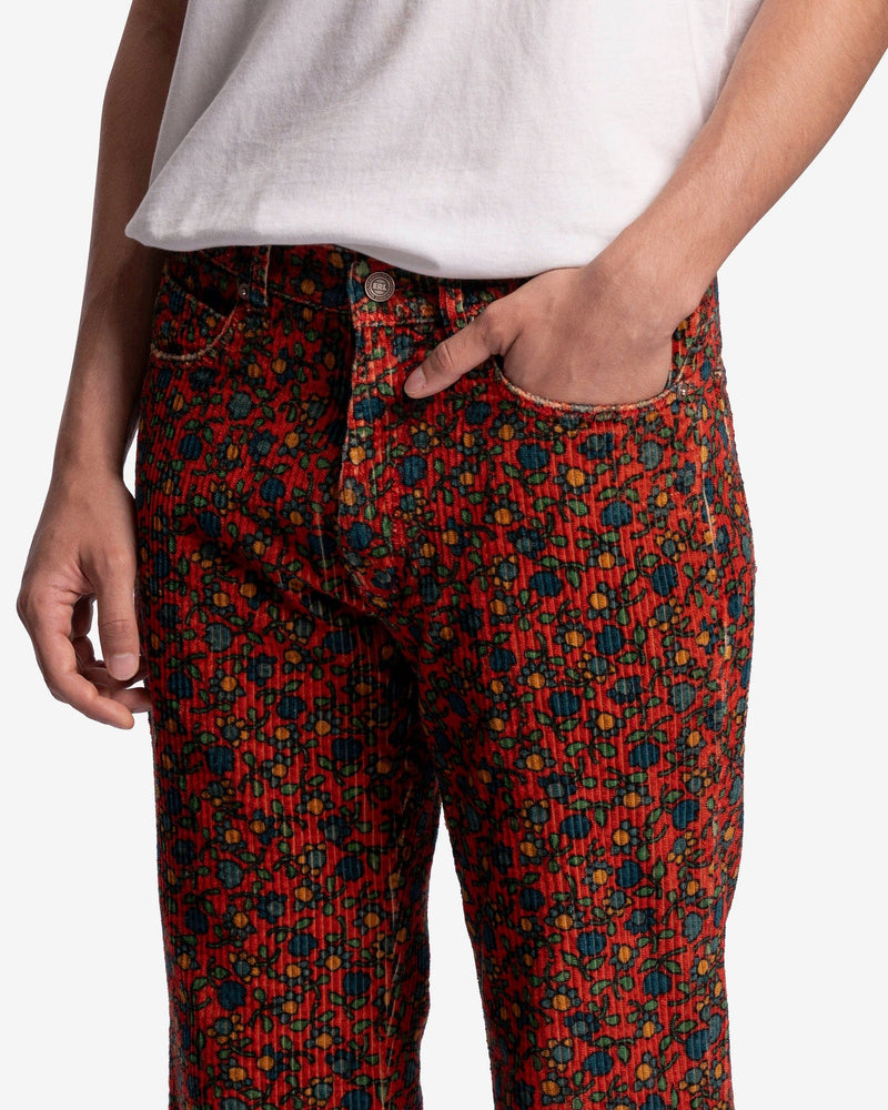 ERL Men's Pants Printed Corduroy Flared Woven Pants in Folksy Flowers