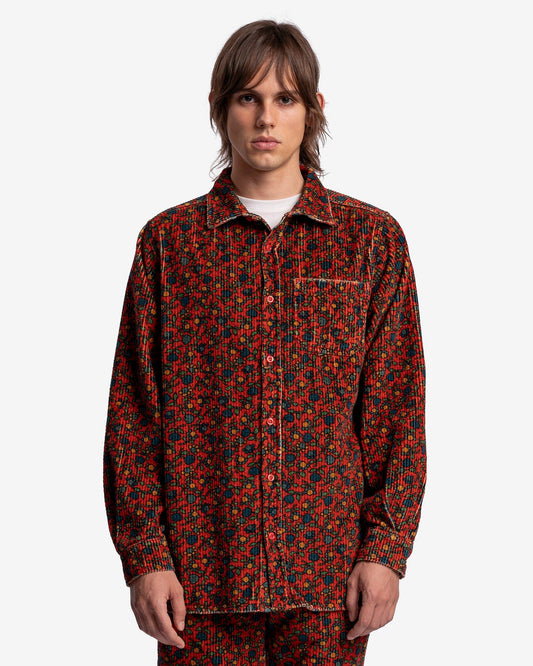 ERL Men's Shirts Printed Corduroy Woven Shirt in Folksy Flowers