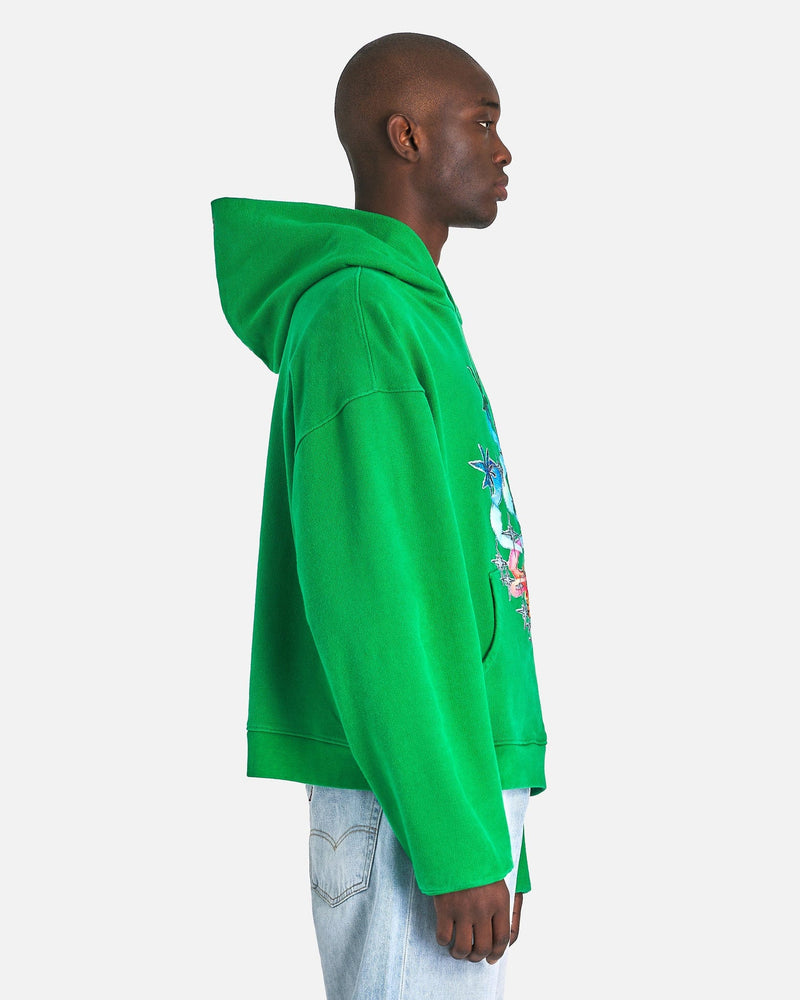 ERL Men's Sweatshirts Printed Knit Hoodie in Green