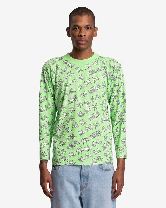 ERL Men's Tops Printed Knit Long Sleeve T-Shirt in Green