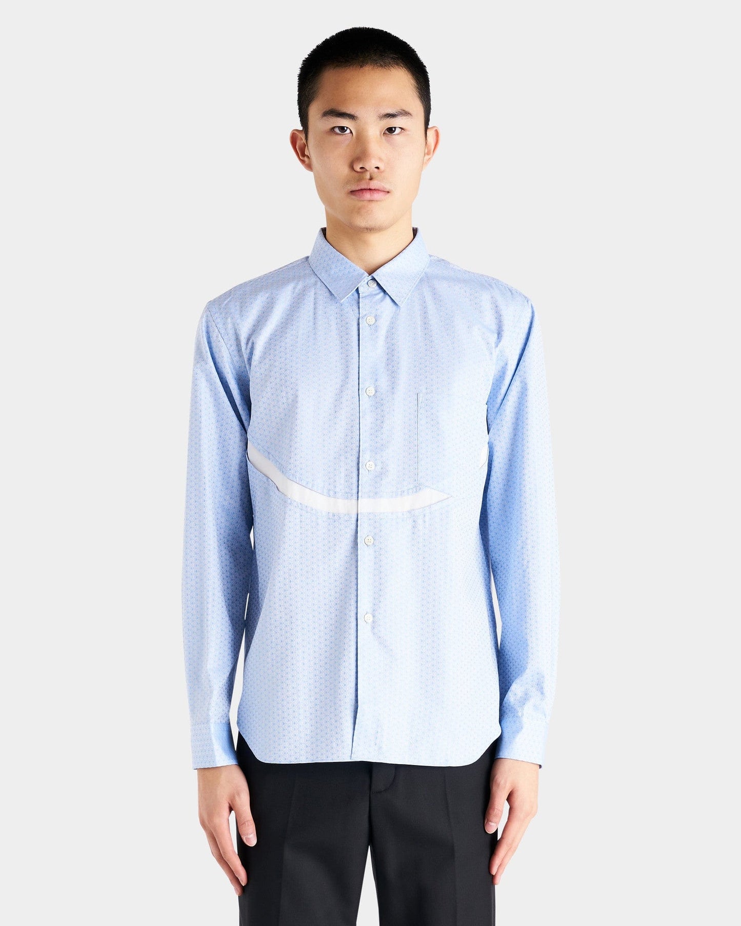 Comme des Garcons Homme Deux Men's Shirts Printed Long Sleeve Shirt in Ice Blue