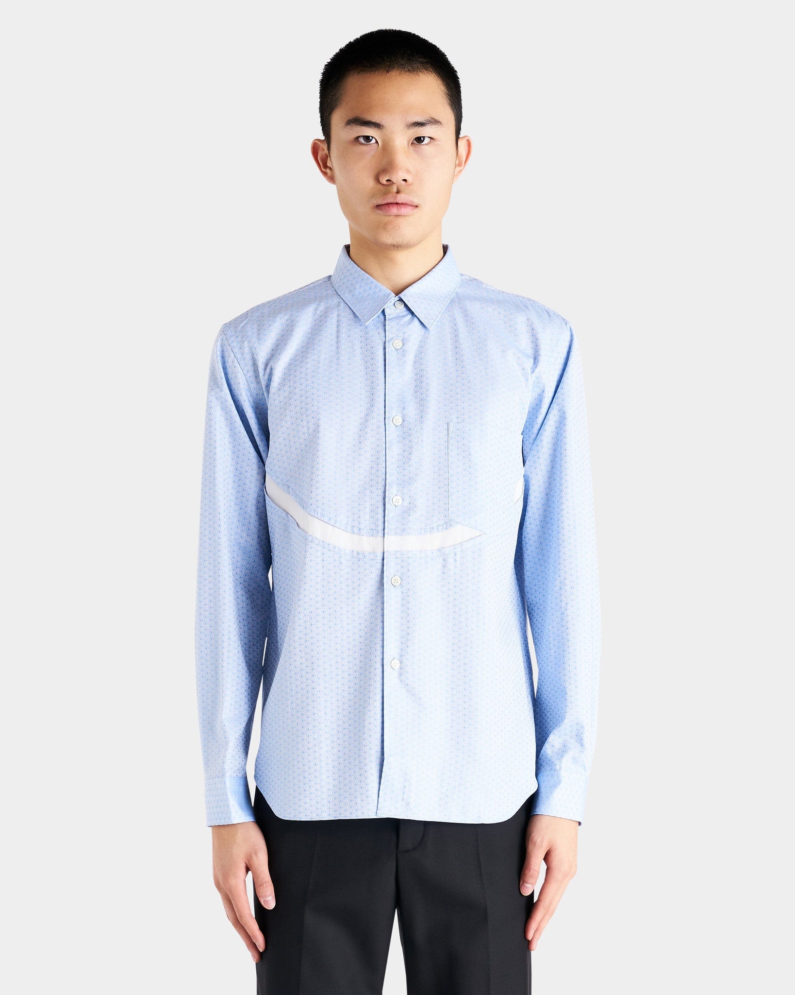 Comme des Garcons Homme Deux Men's Shirts Printed Long Sleeve Shirt in Ice Blue