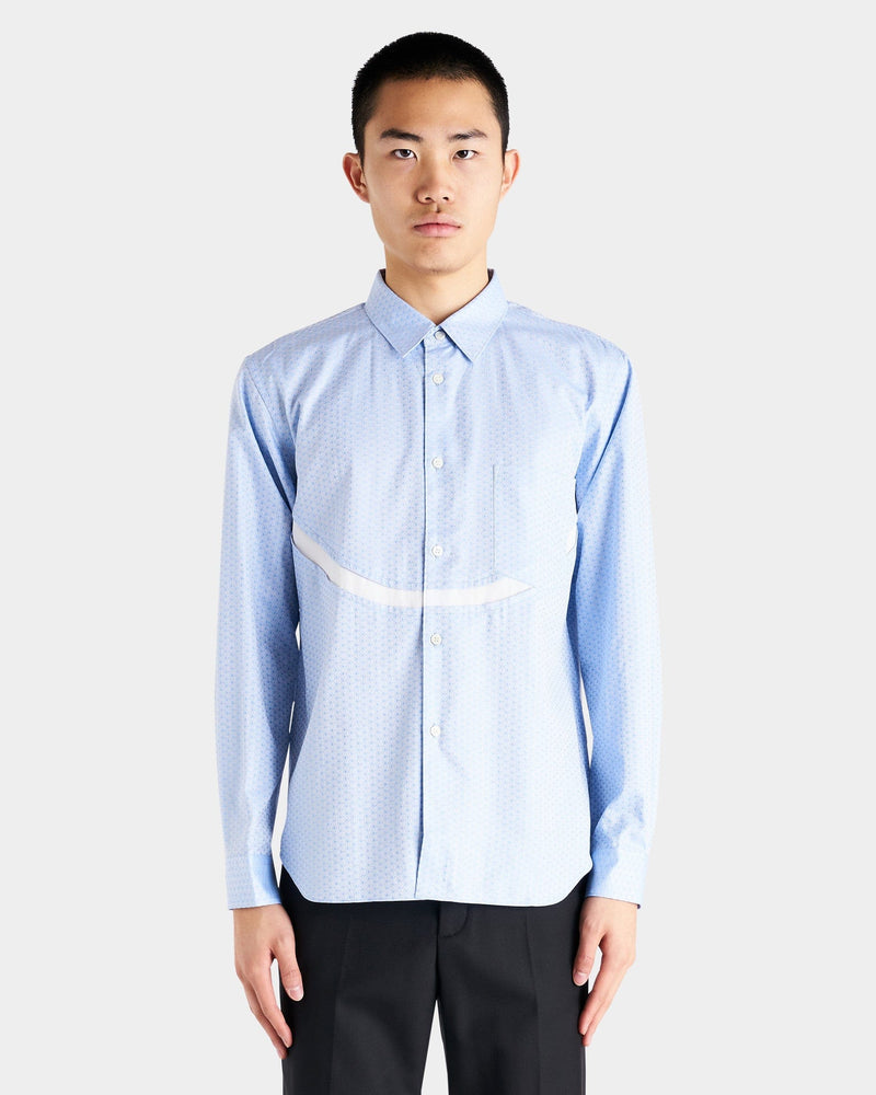 Comme des Garcons Homme Deux Men's Shirts Printed Long Sleeve Shirt in Ice Blue
