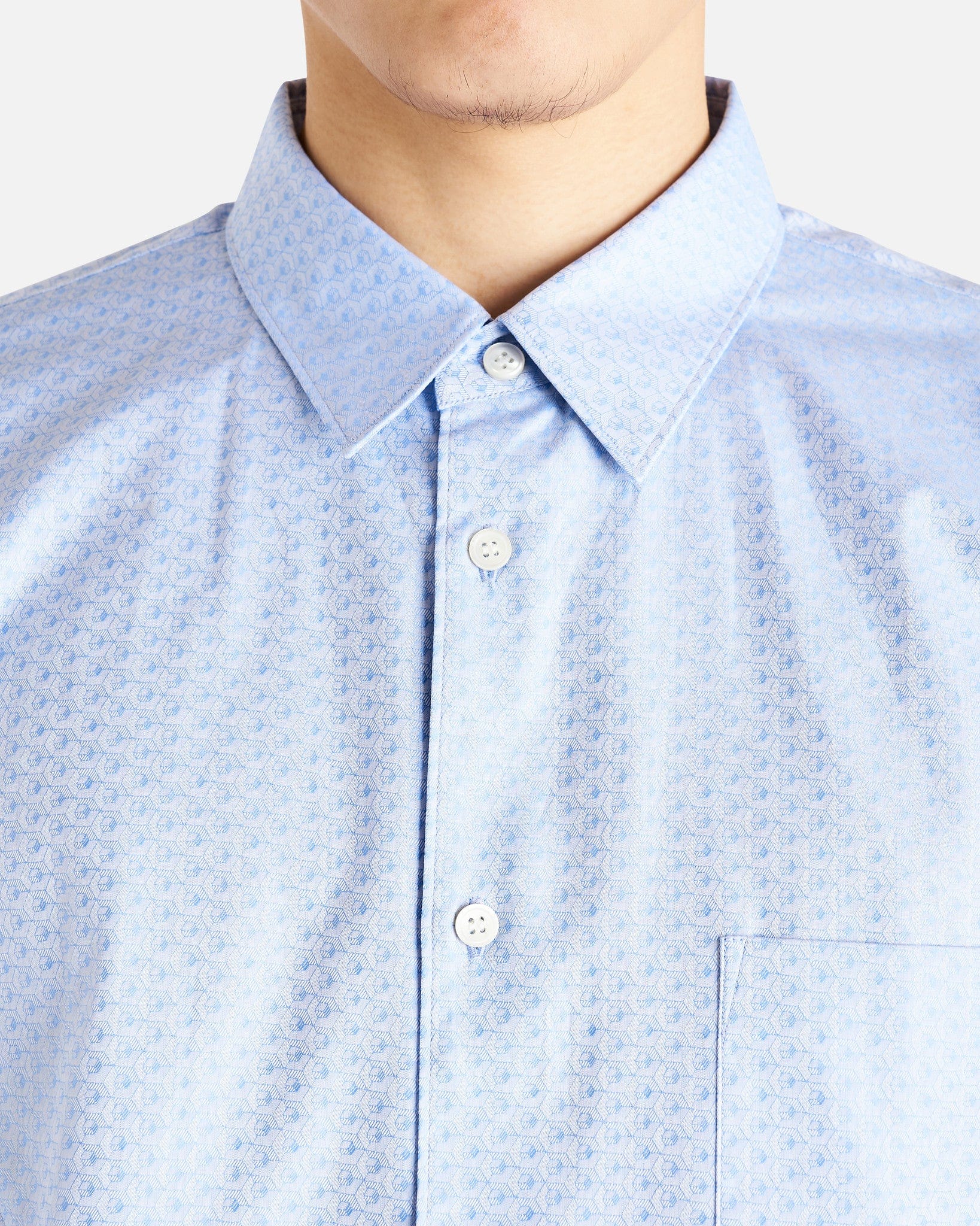 Comme des Garcons Homme Deux Men's Shirts Printed Long Sleeve Shirt in Ice Blue