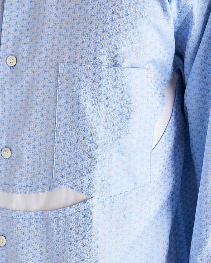Comme des Garcons Homme Deux Men's Shirts Printed Long Sleeve Shirt in Ice Blue