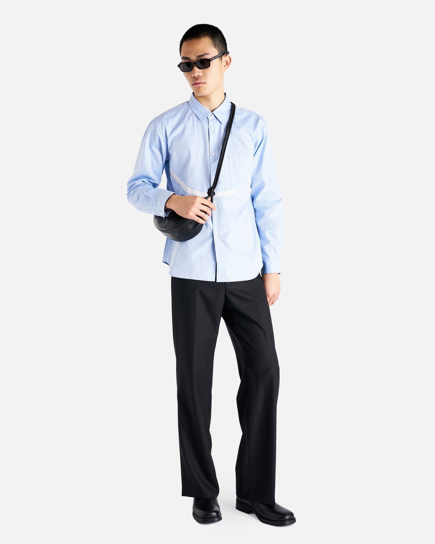 Comme des Garcons Homme Deux Men's Shirts Printed Long Sleeve Shirt in Ice Blue
