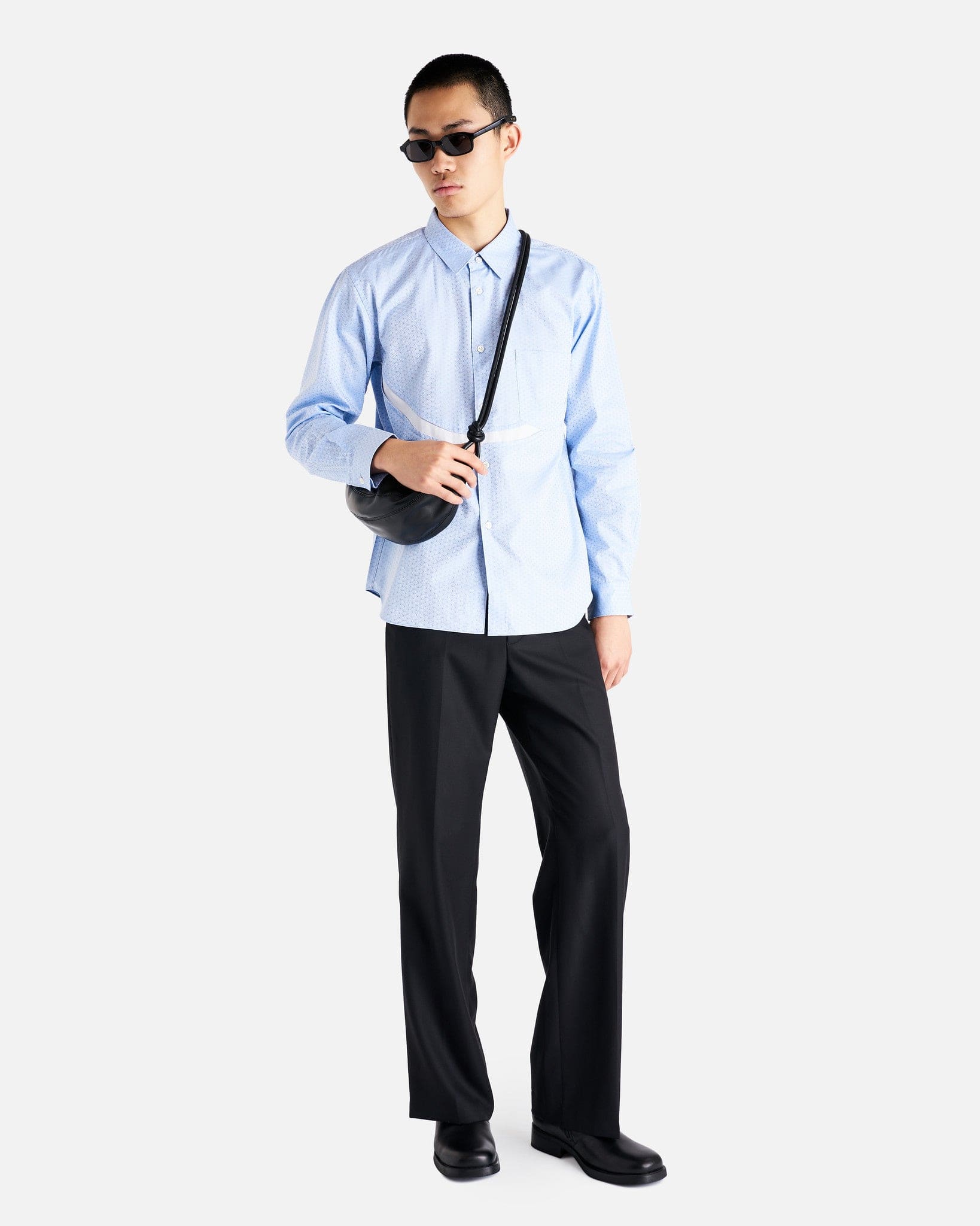 Comme des Garcons Homme Deux Men's Shirts Printed Long Sleeve Shirt in Ice Blue