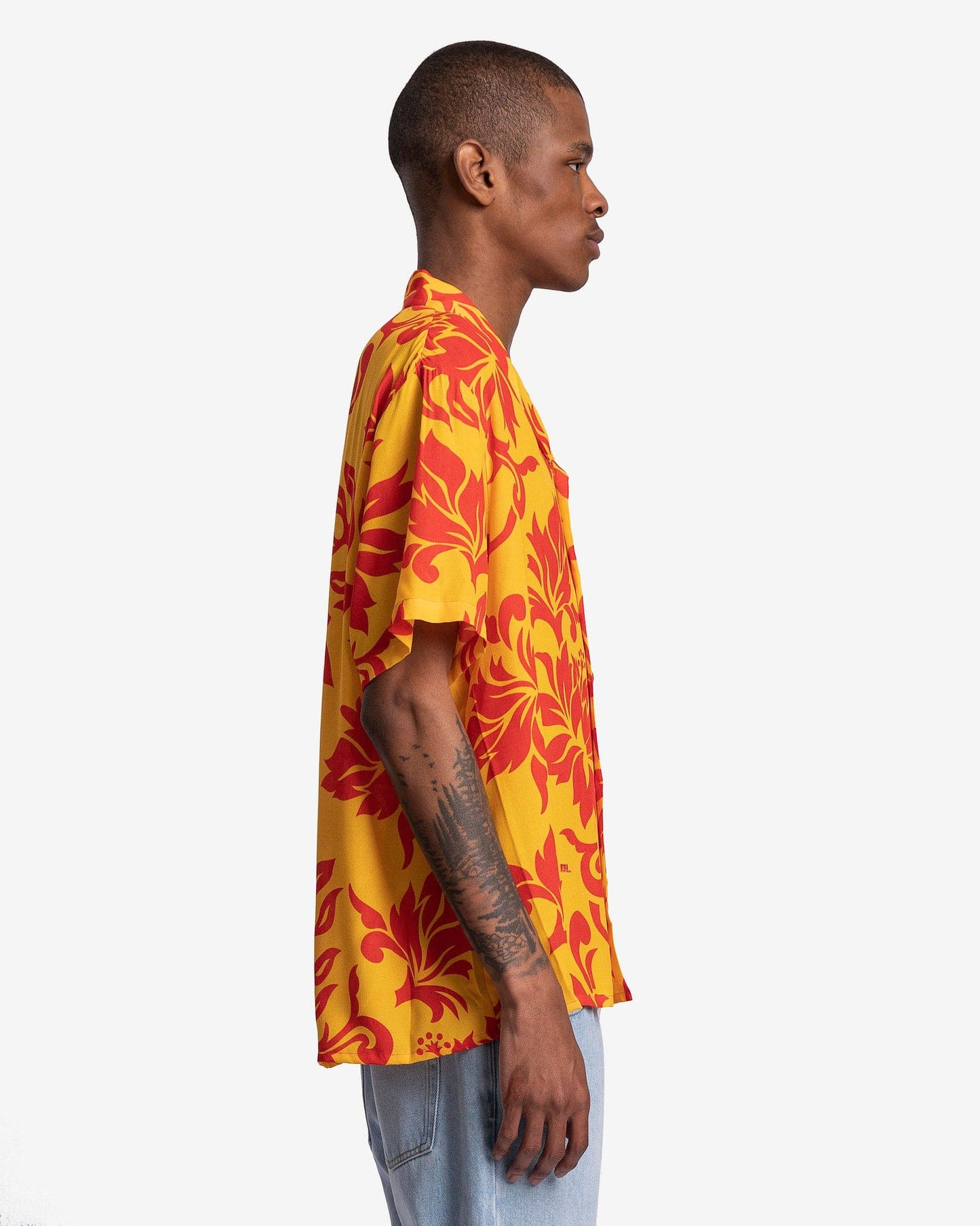 ERL Men's Shirts Printed Short Sleeve Woven Shirt in Tropical Flowers