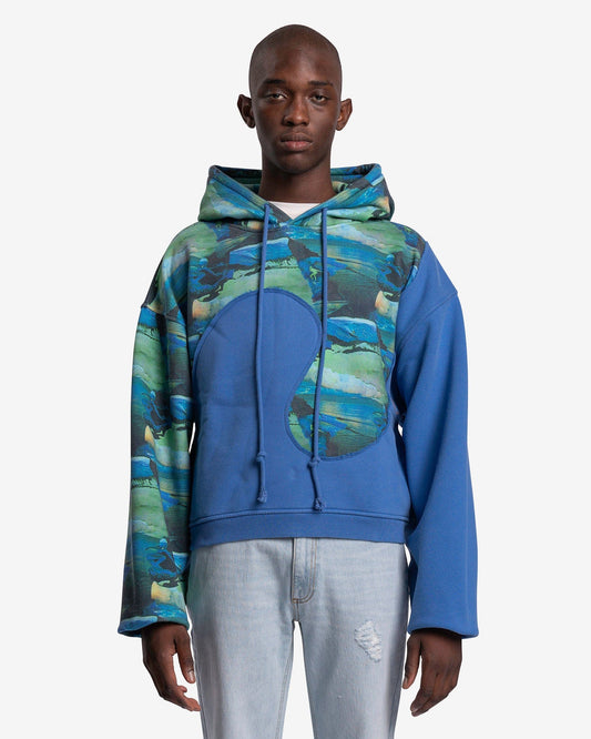 ERL Men's Sweatshirts Printed Swirl Fleece Knit Hoodie in Green Sunset