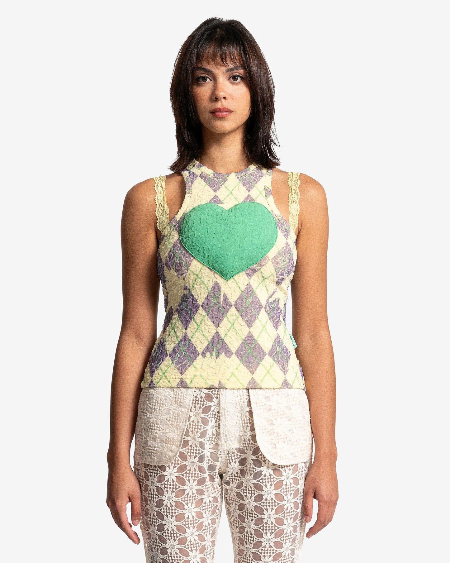 Andersson Bell Women Tops Puffy Heart Saver Sleeveless Top in Lemon