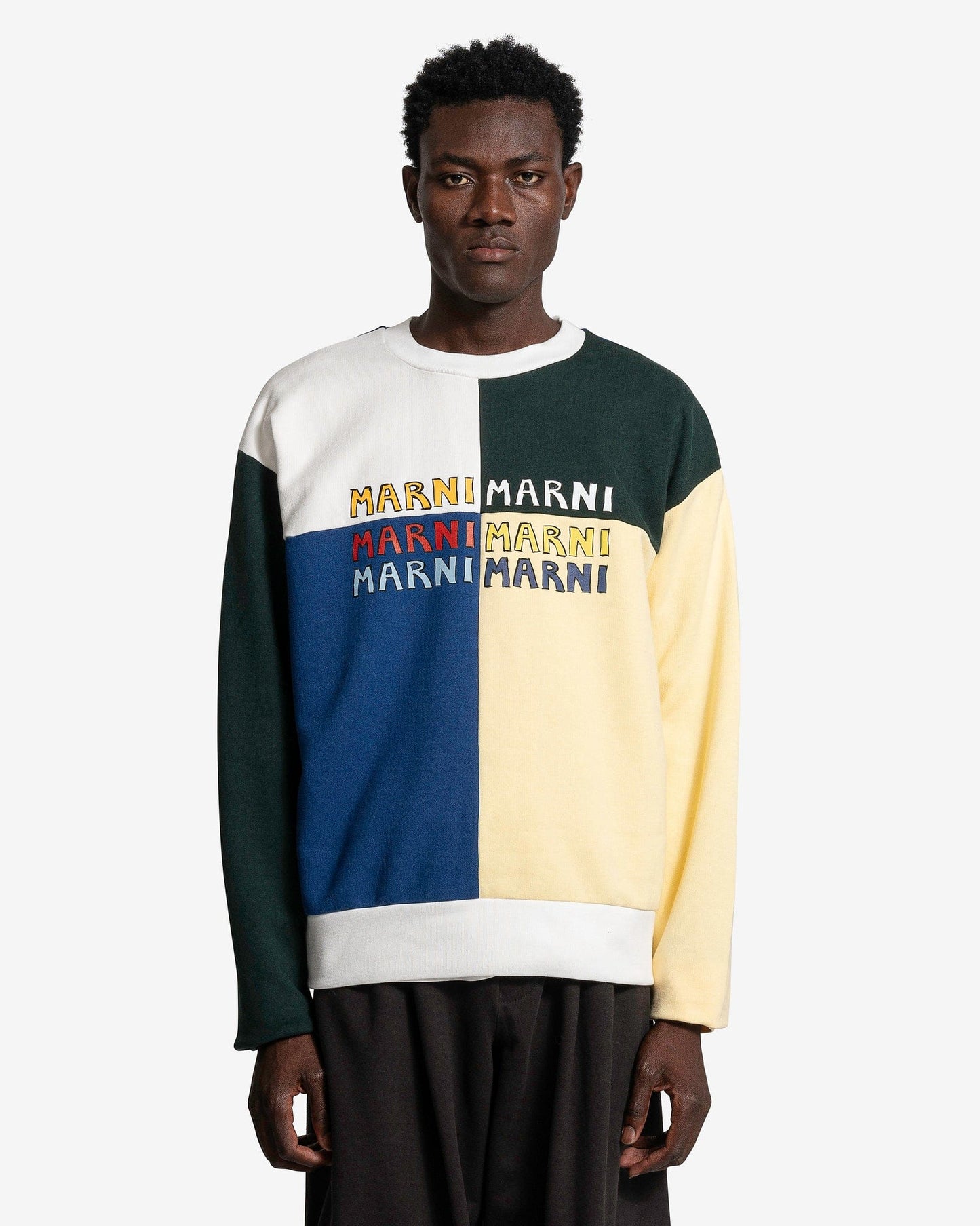 Marni Men's Sweatshirts Puzzle Logo Brushed Sweatshirt in Multi