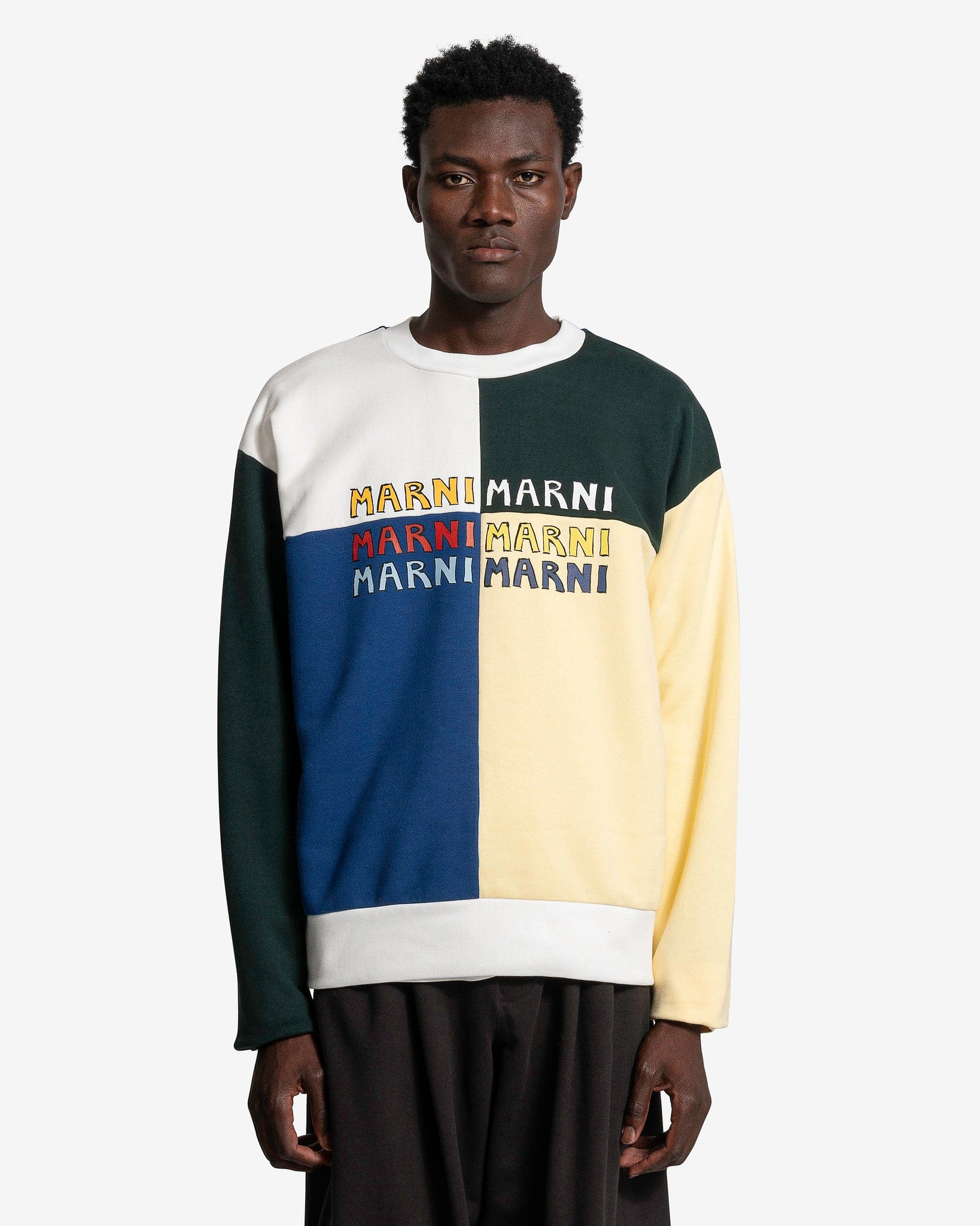 Marni Men's Sweatshirts Puzzle Logo Brushed Sweatshirt in Multi