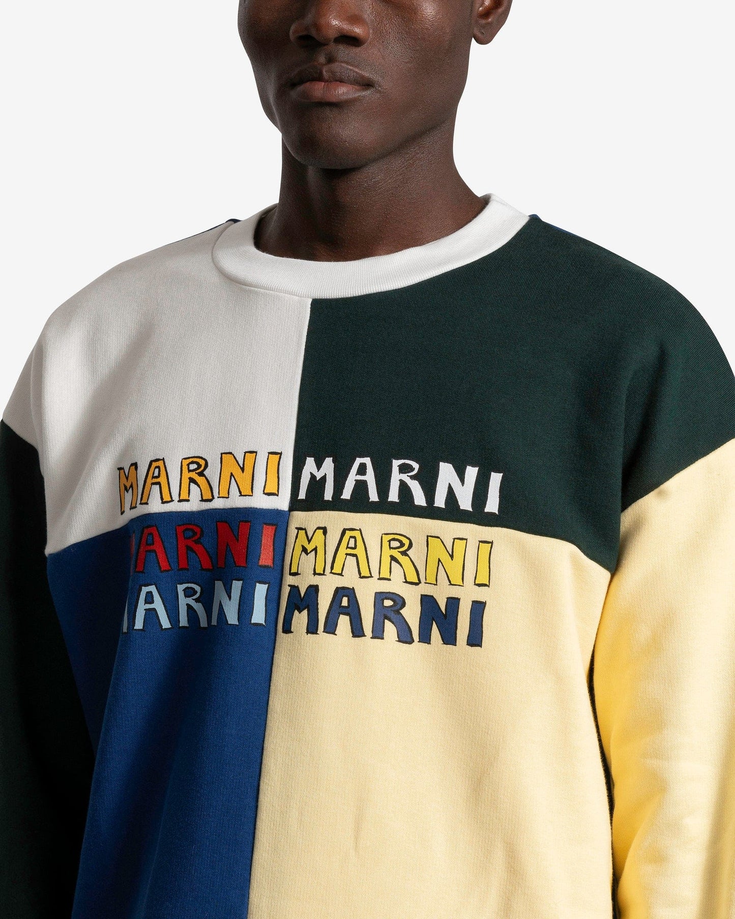 Marni Men's Sweatshirts Puzzle Logo Brushed Sweatshirt in Multi
