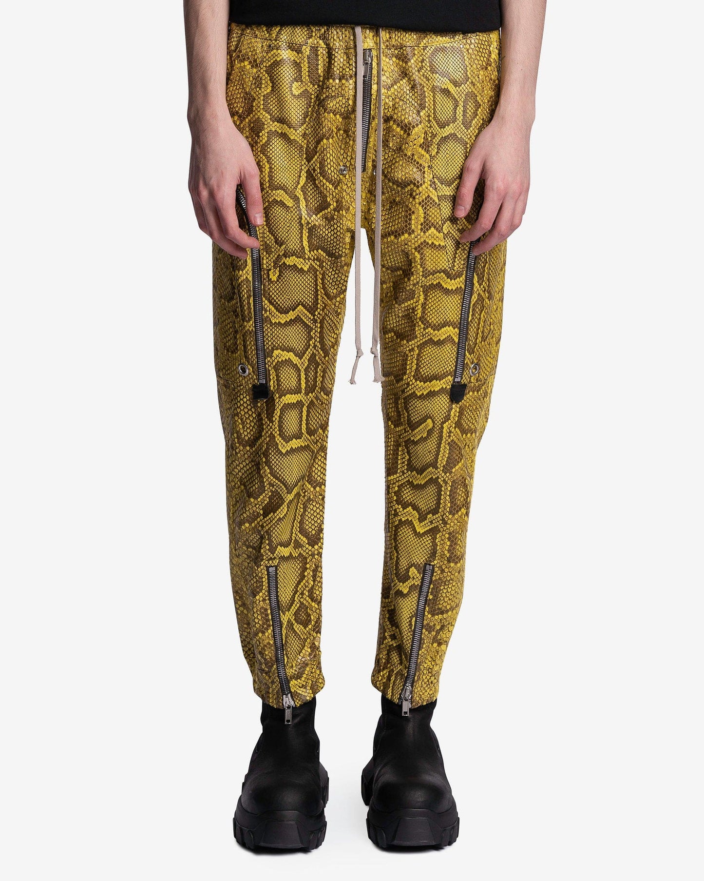 Rick Owens Men's Pants Python Bauhaus Cargo Pants in Lemon
