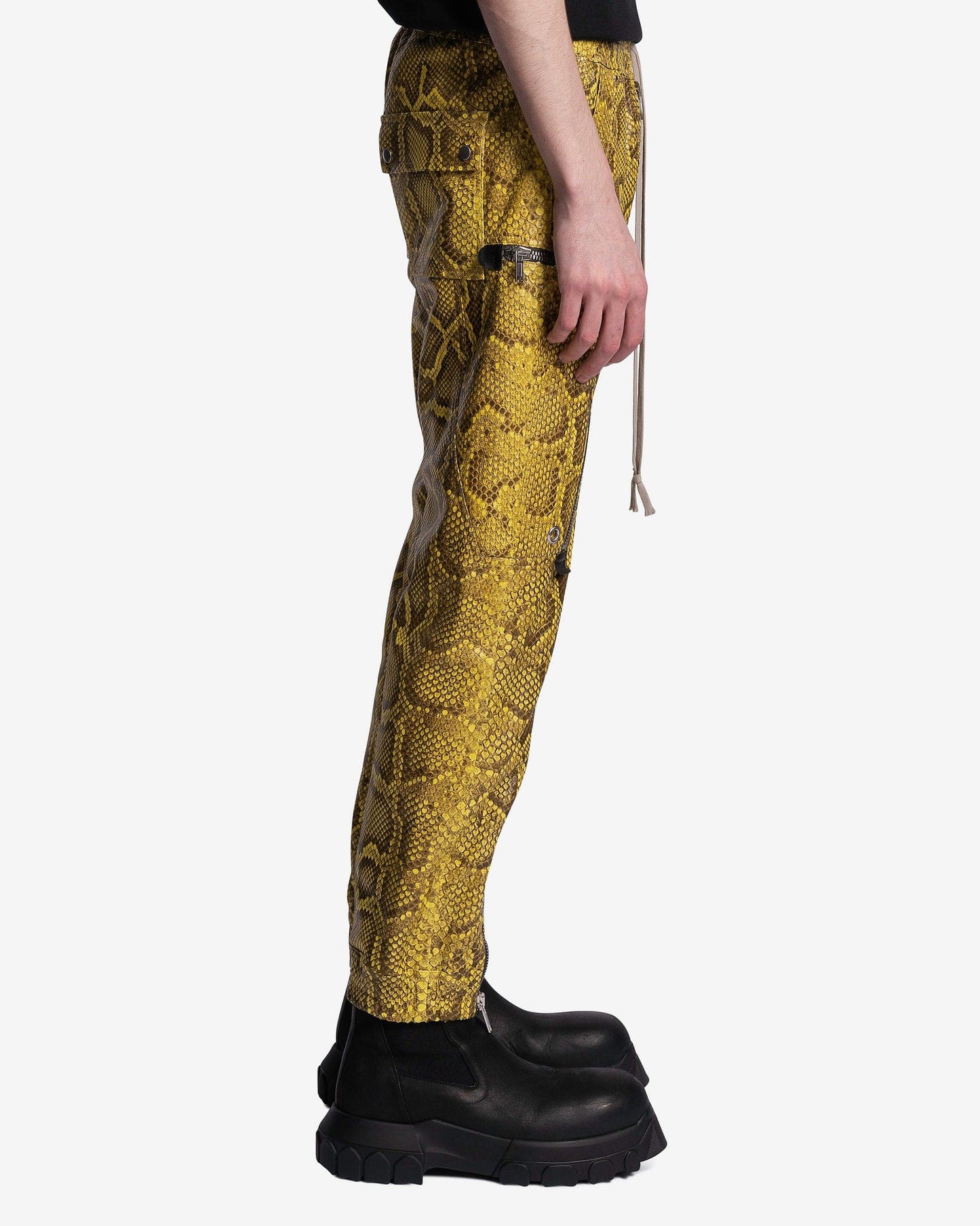 Rick Owens Men's Pants Python Bauhaus Cargo Pants in Lemon