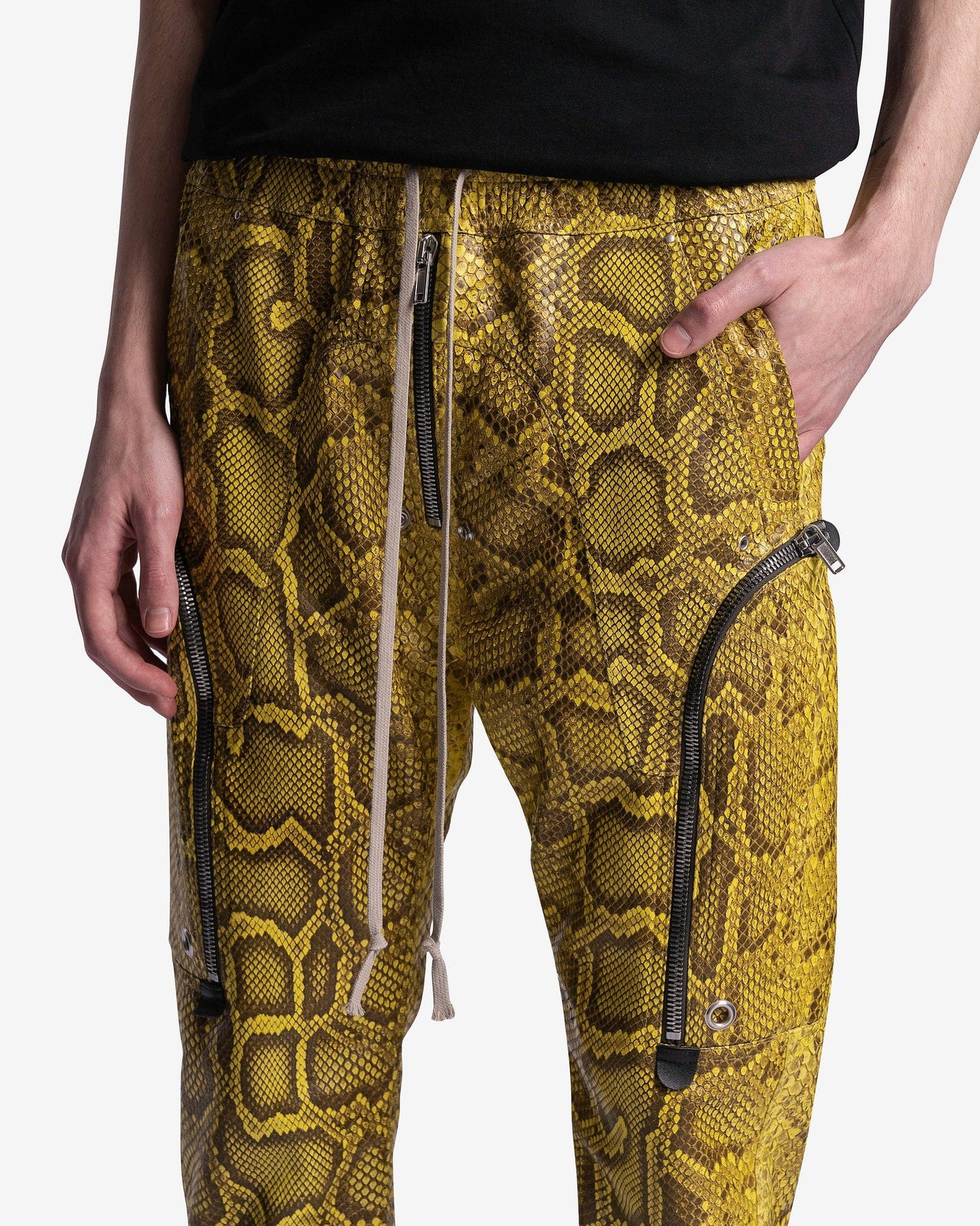 Rick Owens Men's Pants Python Bauhaus Cargo Pants in Lemon