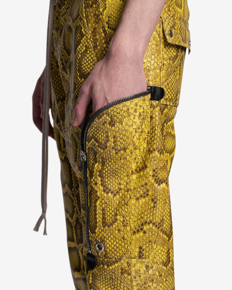 Rick Owens Men's Pants Python Bauhaus Cargo Pants in Lemon