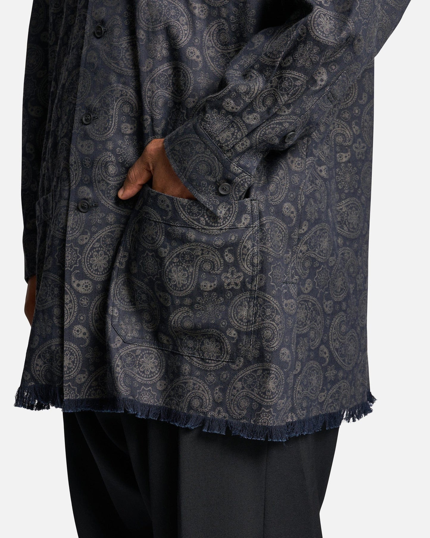 Yohji Yamamoto Pour Homme Men's Shirts R-JQ Ink Dyed Hem Fringe B