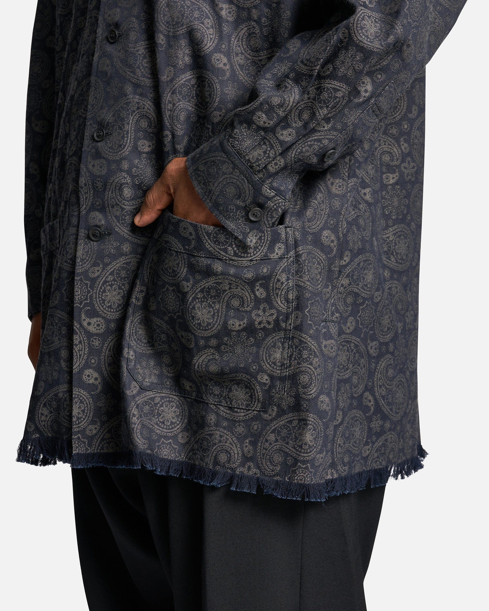 Yohji Yamamoto Pour Homme Men's Shirts R-JQ Ink Dyed Hem Fringe B