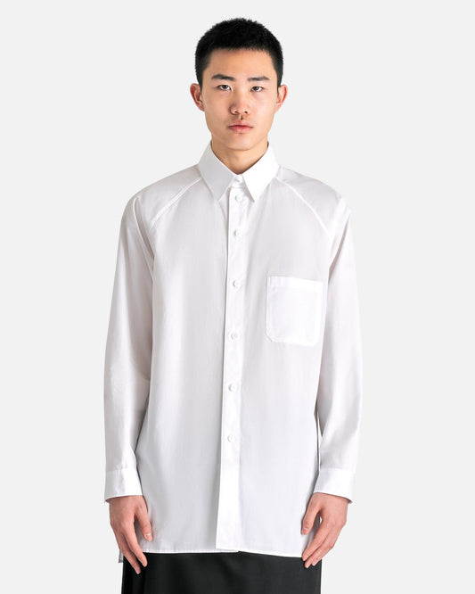 Yohji Yamamoto Pour Homme Men's Shirts R-Stand Collar Loop Raglan B in White