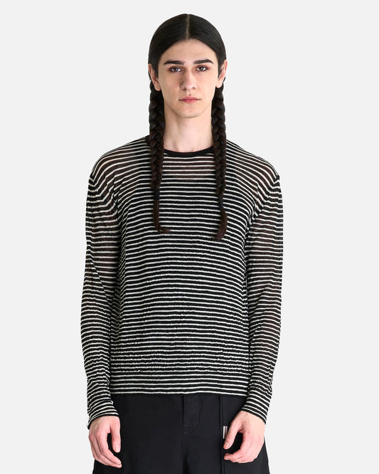 Ann Demeulemeester Men's Knitwear Racin Crew Neck Sweater in Black/White