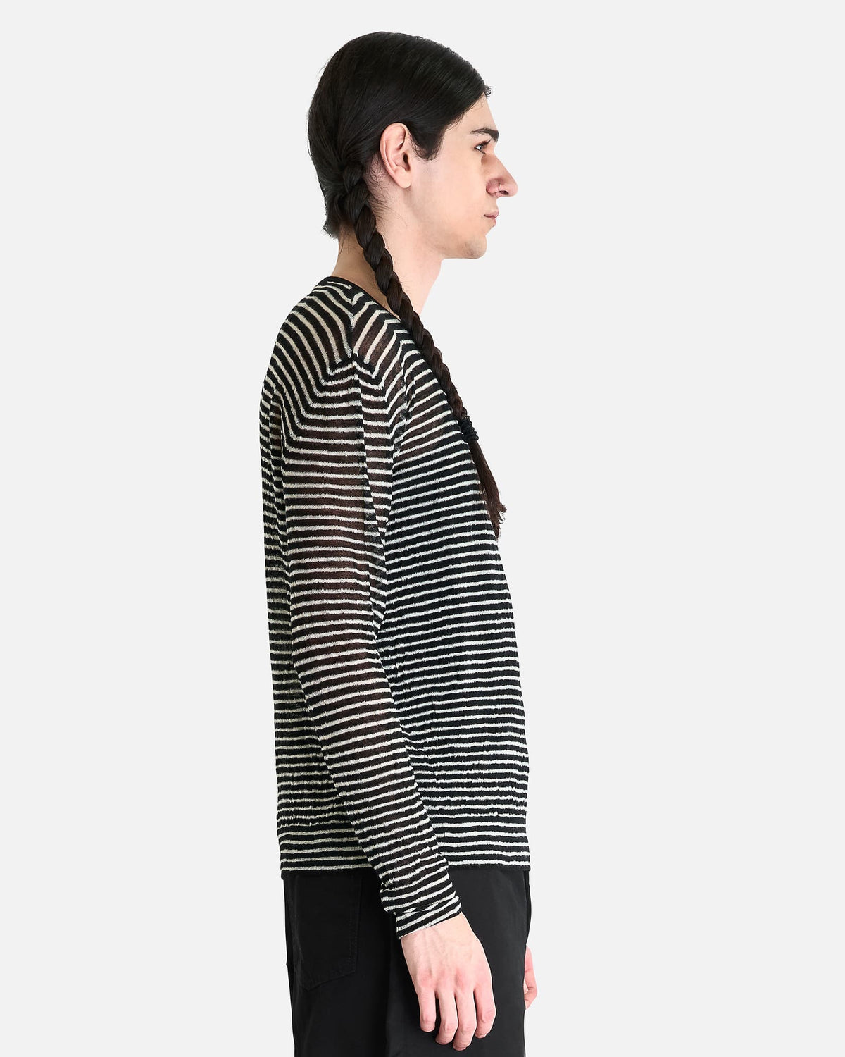 Ann Demeulemeester Men's Knitwear Racin Crew Neck Sweater in Black/White