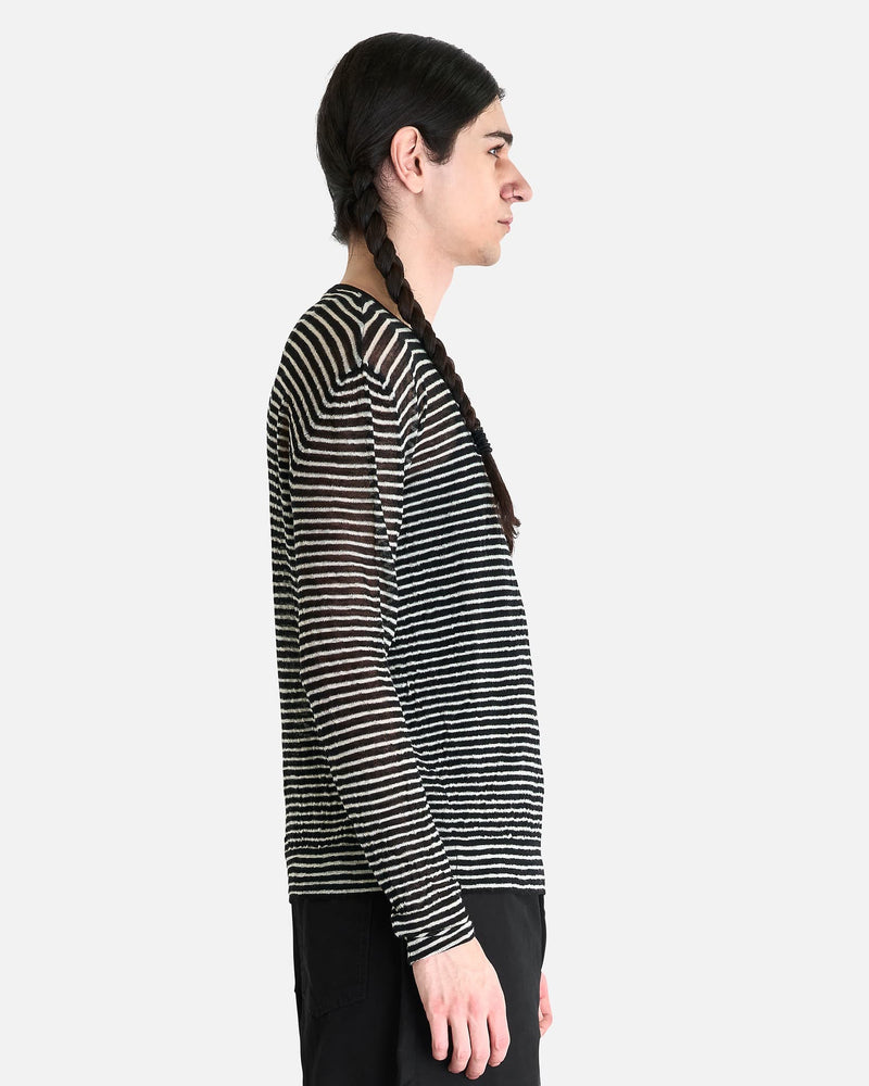 Ann Demeulemeester Men's Knitwear Racin Crew Neck Sweater in Black/White