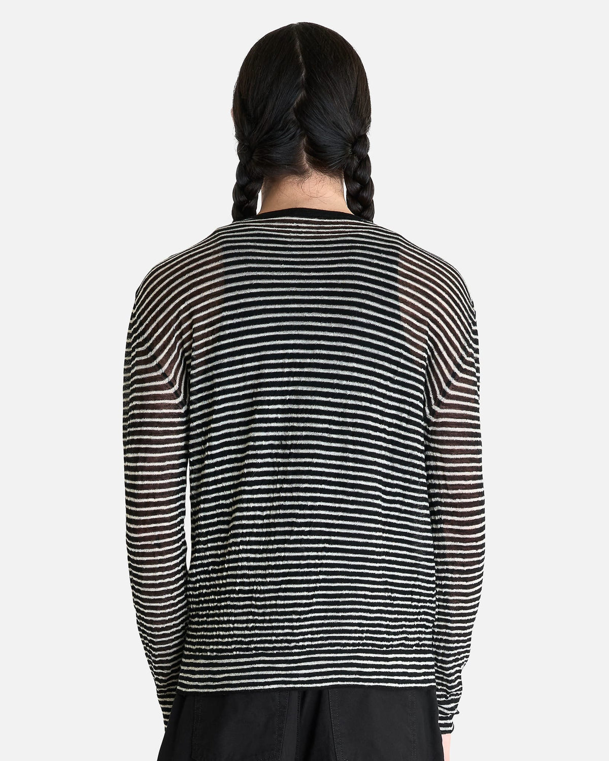 Ann Demeulemeester Men's Knitwear Racin Crew Neck Sweater in Black/White