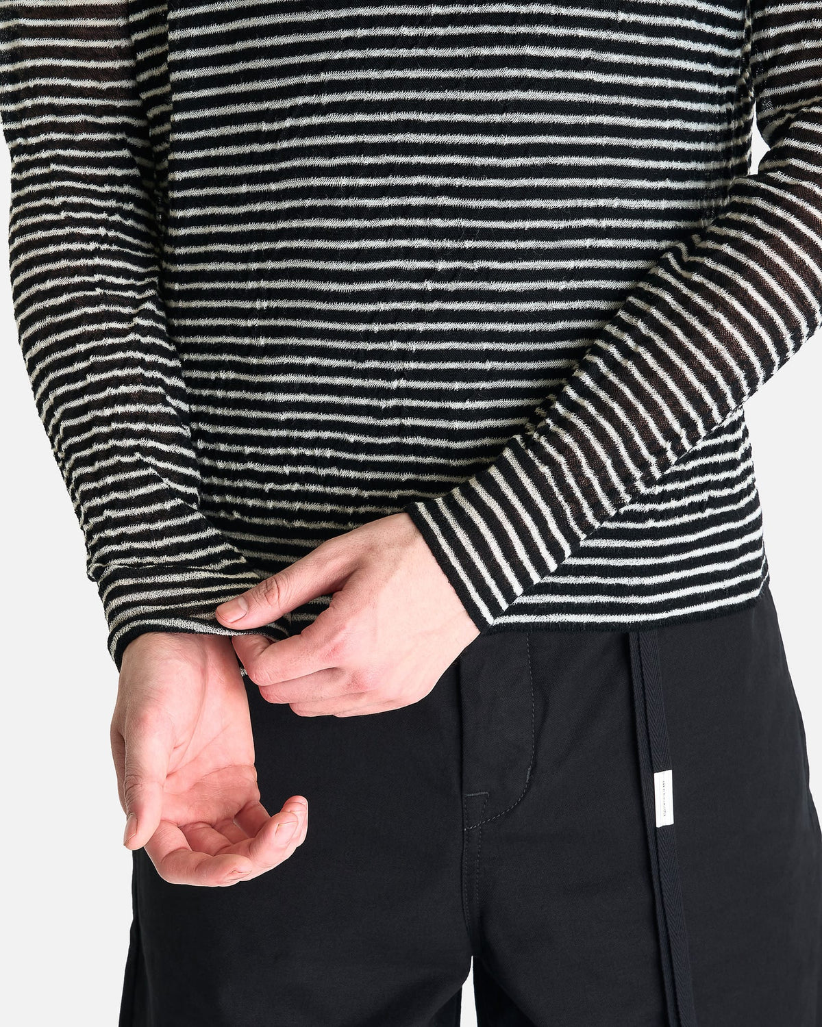 Ann Demeulemeester Men's Knitwear Racin Crew Neck Sweater in Black/White