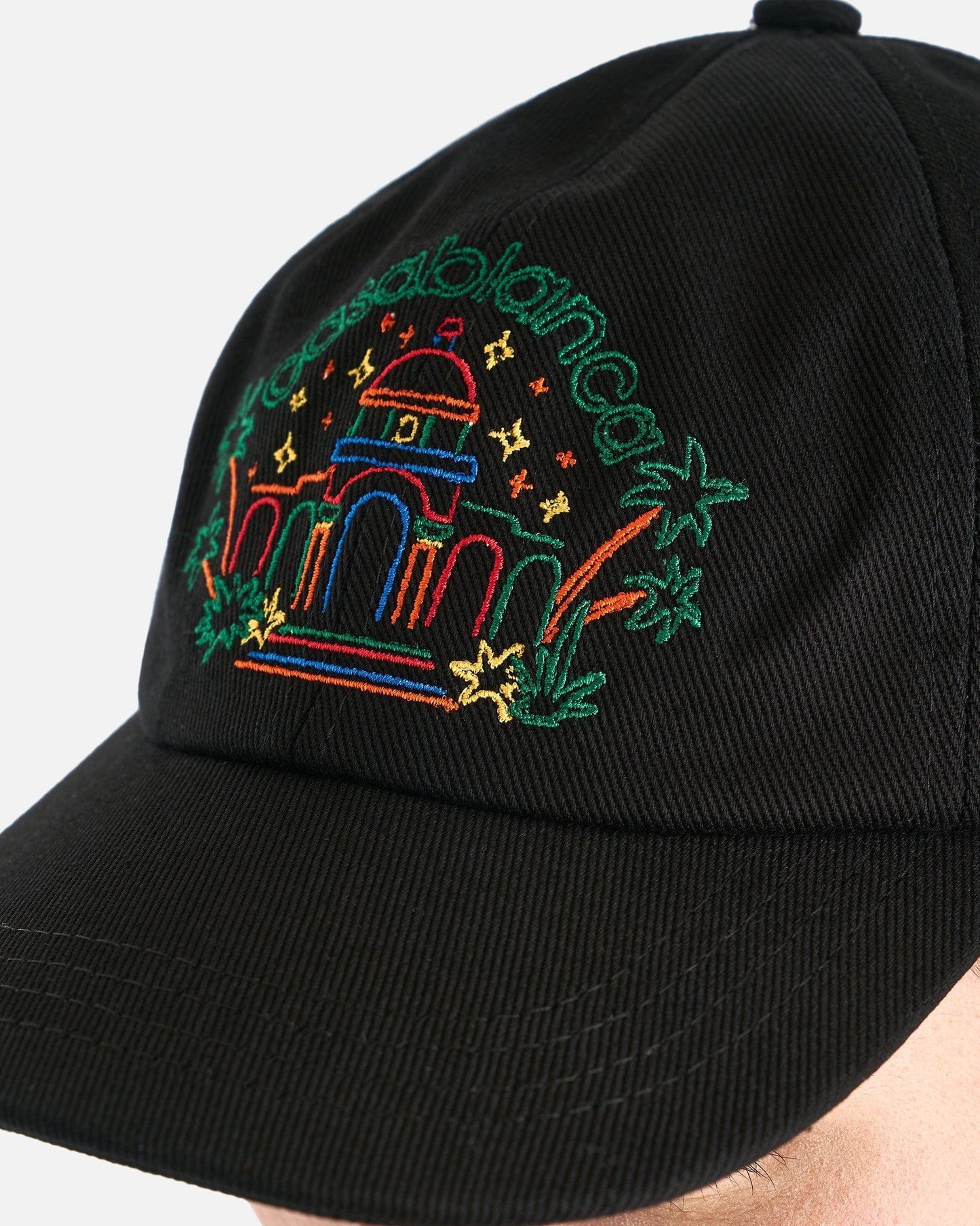 Casablanca Men's Hats O/S Rainbow Crayon Temple Embroidered Cap in Black