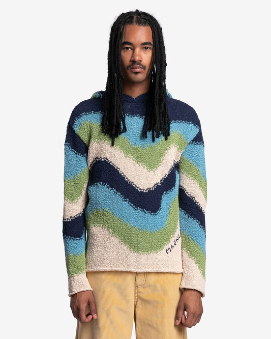 Marni Men's Sweatshirts Rainbow Degrade Roundneck Sweater in Powder Blue