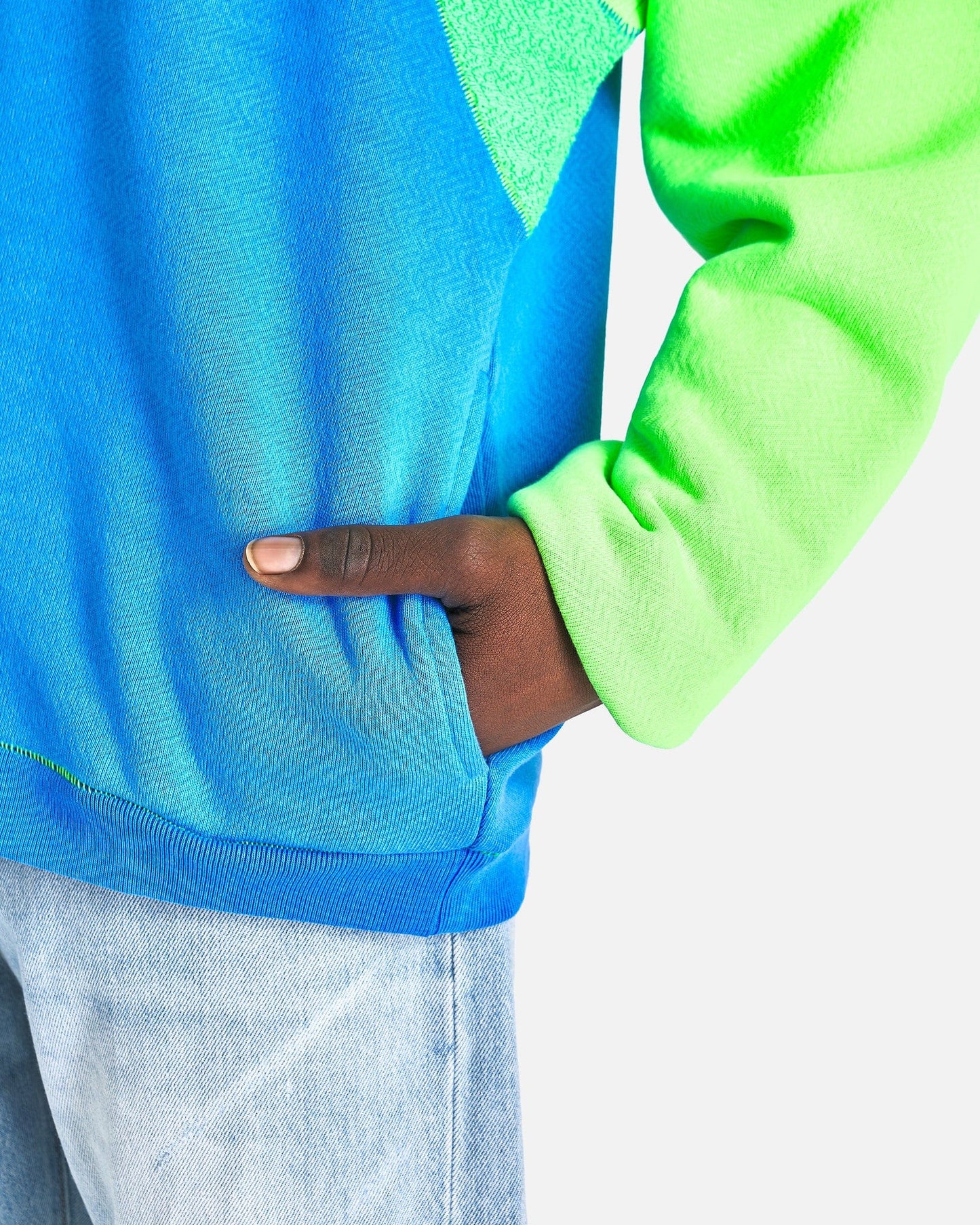 ERL Men's Sweatshirts Rainbow Knit Hoodie in Blue
