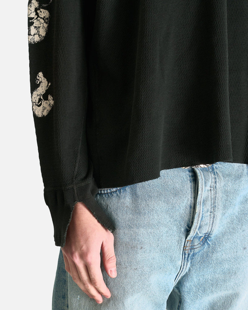 Enfants Riches Deprimes Men's Tops Rat's Breed Distressed Thermal LS in Charcoal