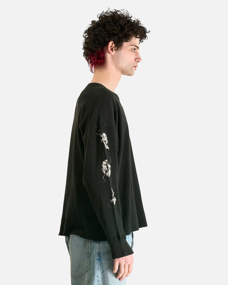 Enfants Riches Deprimes Men's Tops Rat's Breed Distressed Thermal LS in Charcoal