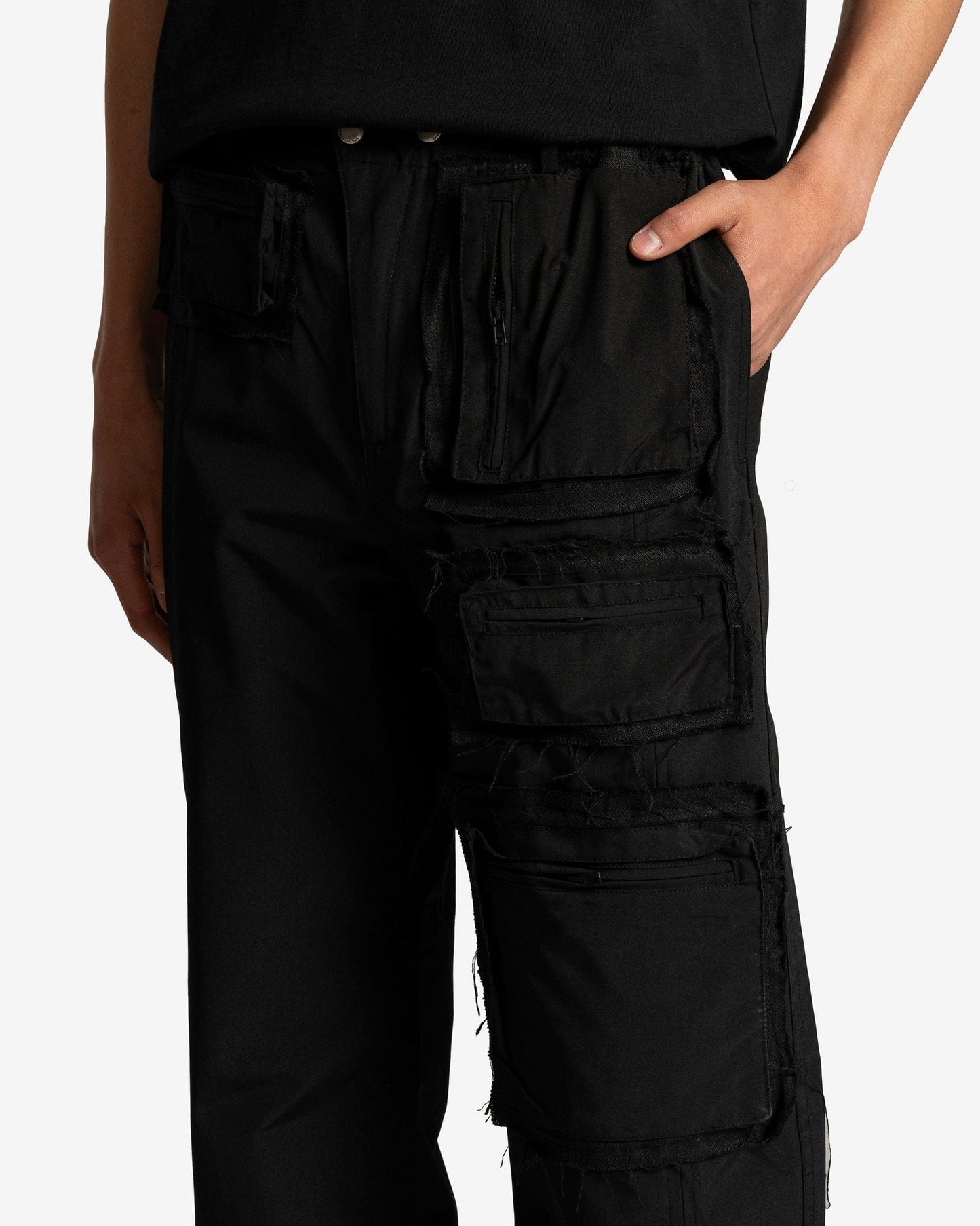 Andersson Bell Men's Pants Raw Edge Multi-Pocket Pants in Black