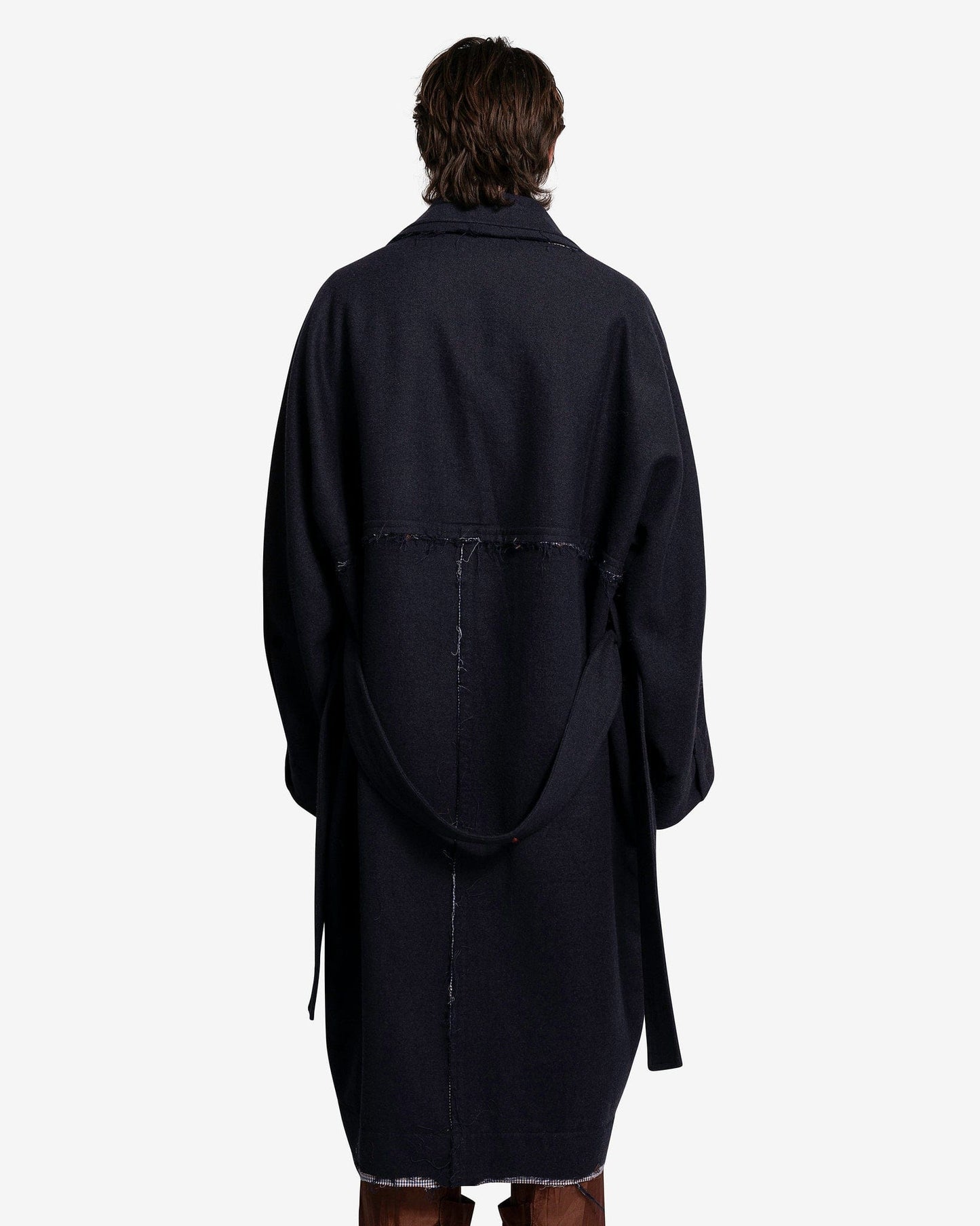 Edward Cuming Men's Coat Raw-Edge Turtle Coat in Navy Blue