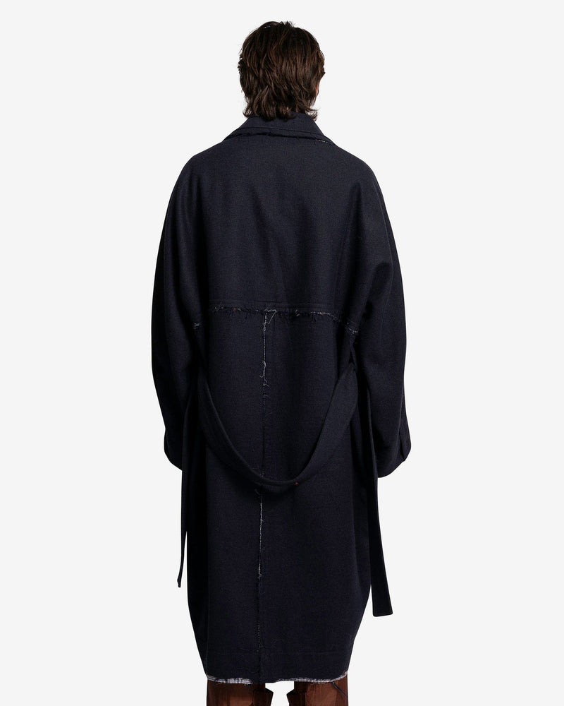 Edward Cuming Men's Coat Raw-Edge Turtle Coat in Navy Blue