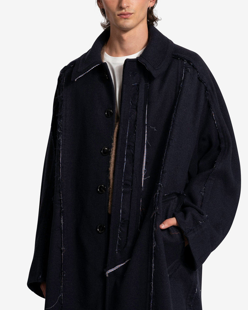 Edward Cuming Men's Coat Raw-Edge Turtle Coat in Navy Blue