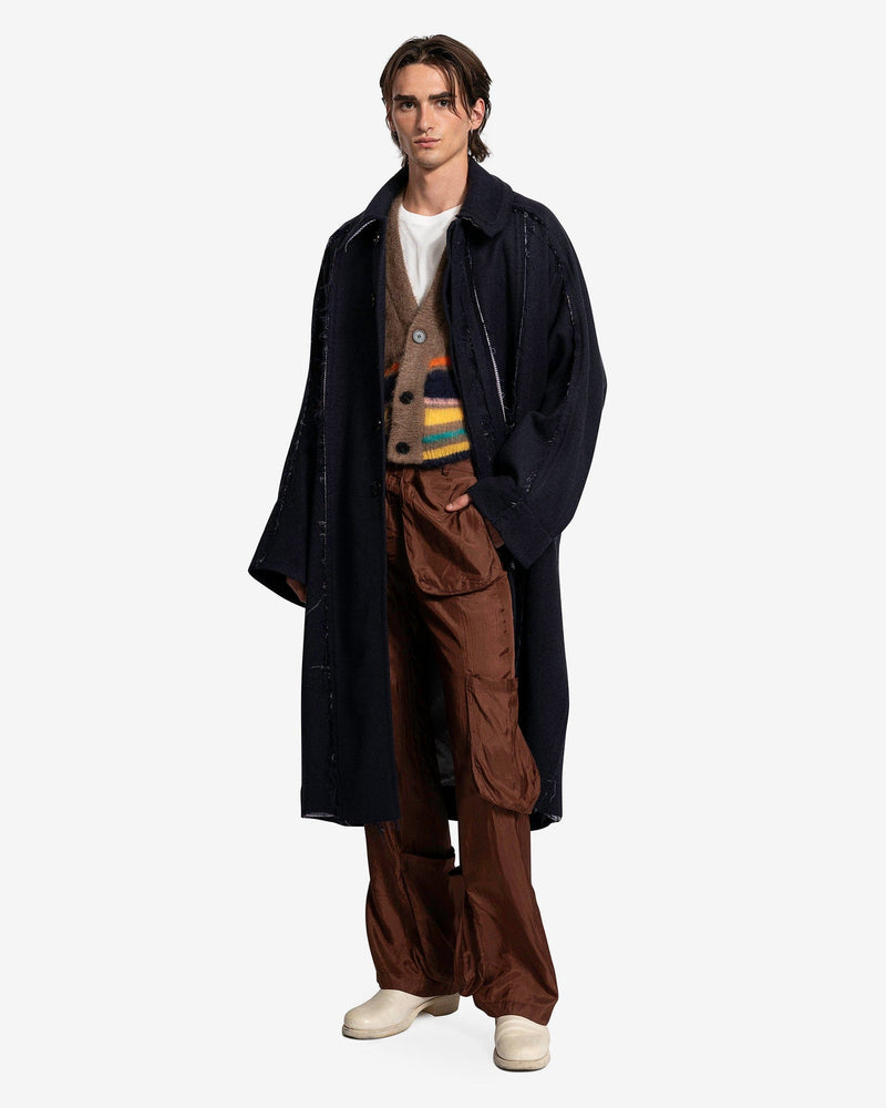 Edward Cuming Men's Coat Raw-Edge Turtle Coat in Navy Blue