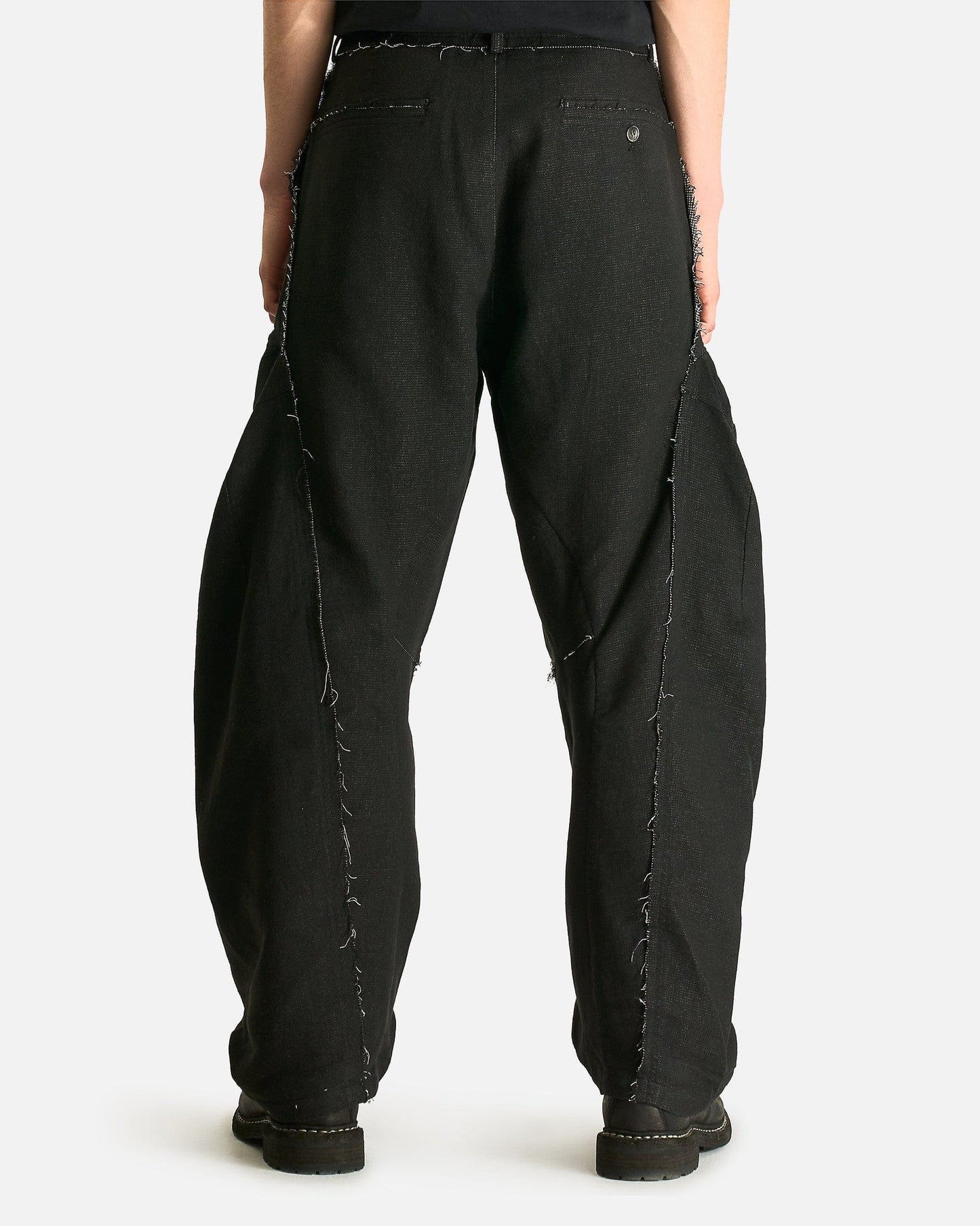 JiyongKim Men's Pants Raw Edged 3D Pocket Trousers in Black