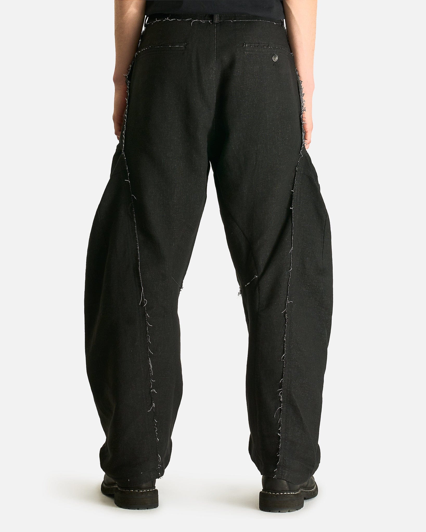 JiyongKim Men's Pants Raw Edged 3D Pocket Trousers in Black