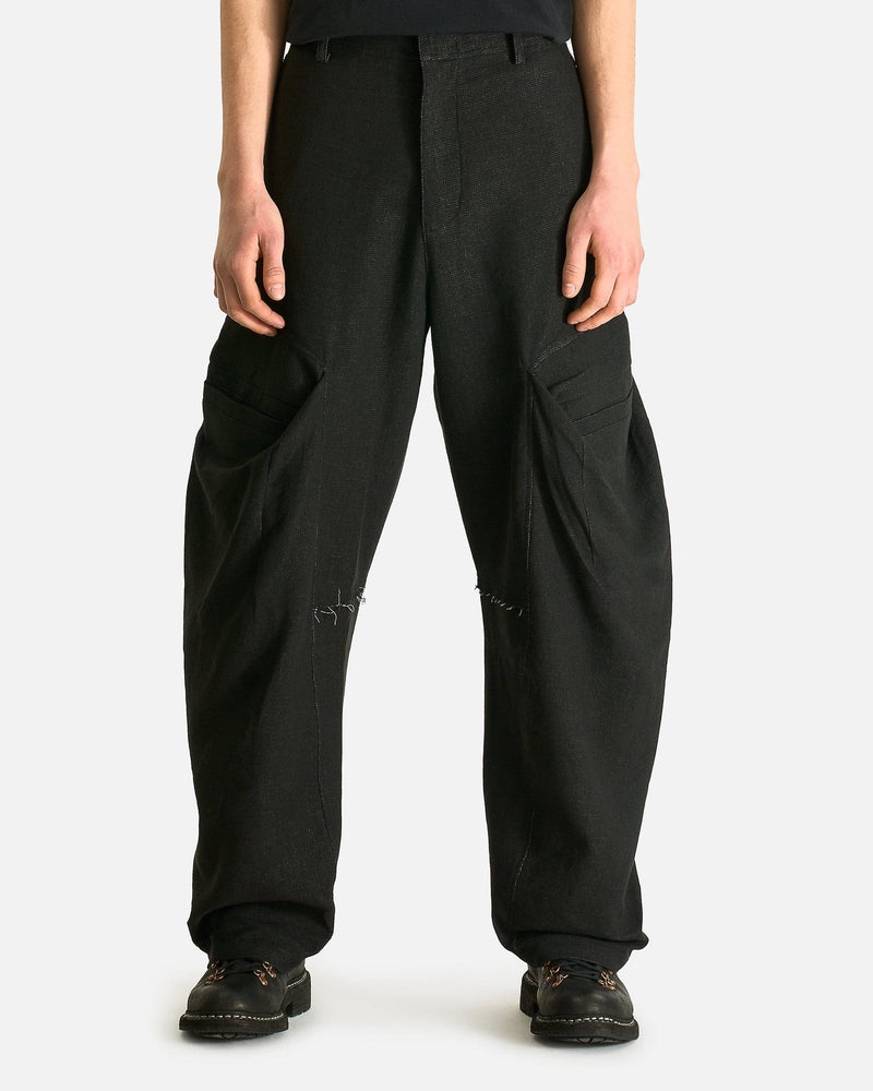 JiyongKim Men's Pants Raw Edged 3D Pocket Trousers in Black