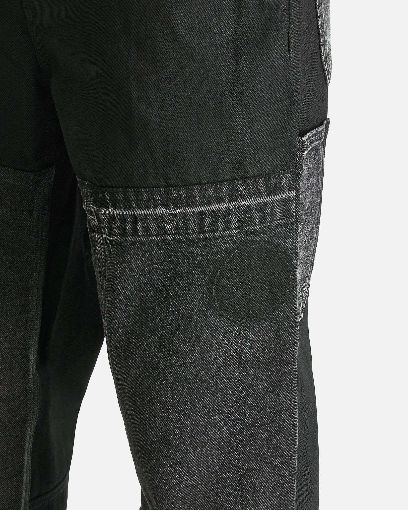 JiyongKim Men's Pants Re-Worked Denim Trousers in Black