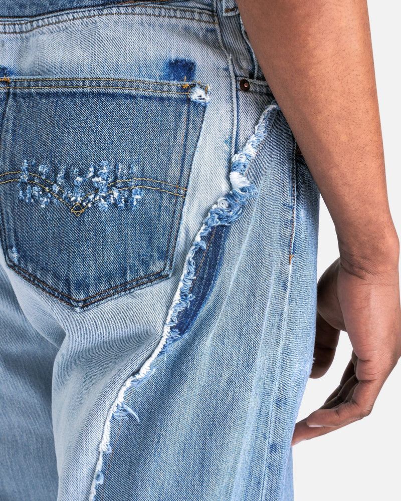 Satoshi Nakamoto Men's Jeans Reconstructed Denim Raw Pants in Blue