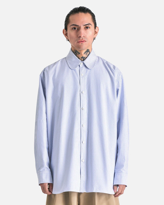 Willy Chavarria Men's Shirts Regular Club Collar in Sky Blue/White